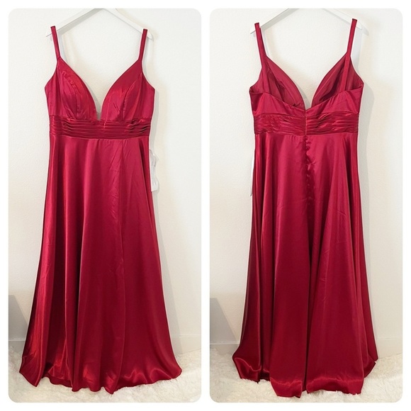 NWT NEW MAC DUGGAL Red Satin Formal Dress Size 18W 49044F - Picture 2 of 7